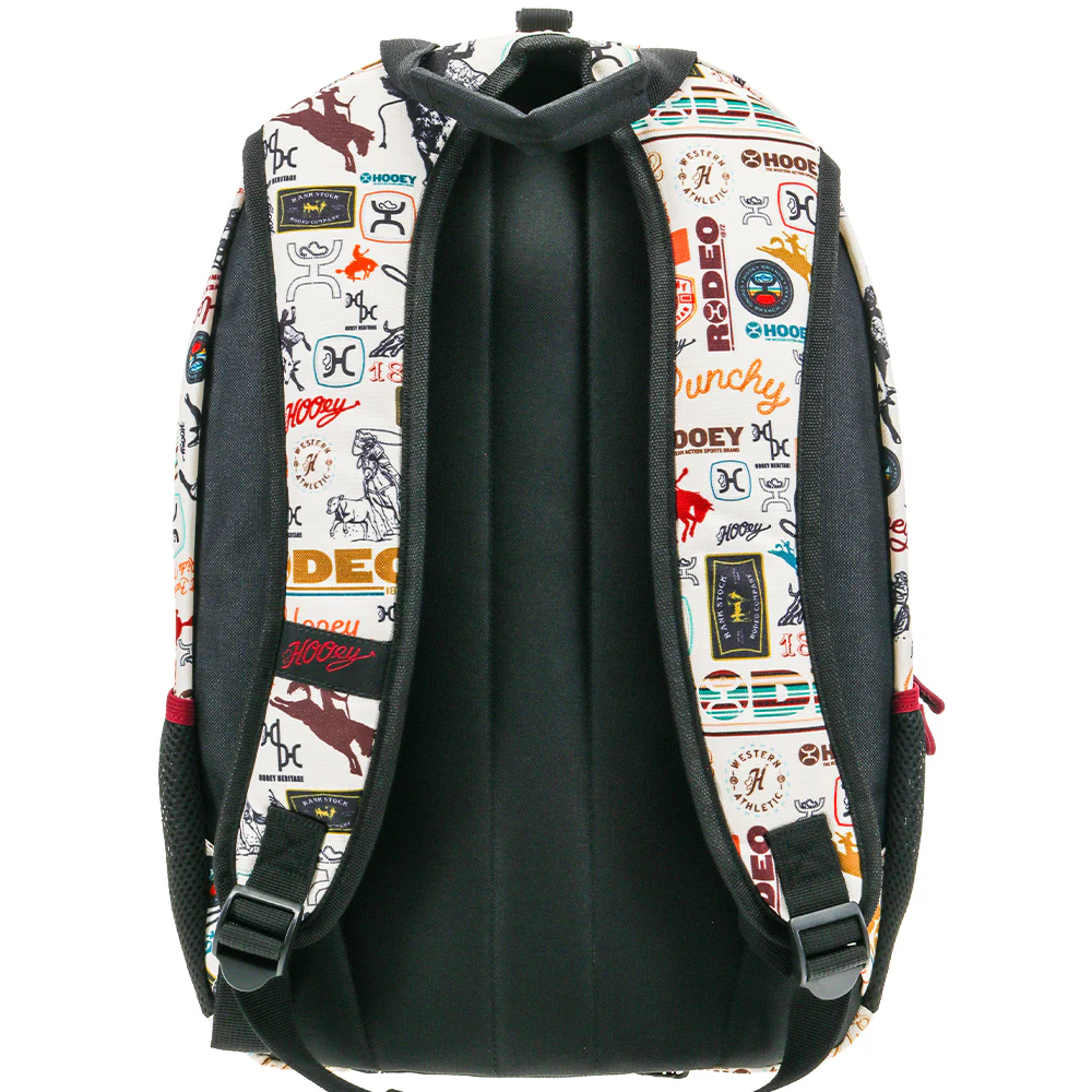 "Rockstar" Hooey Backpack Cream Rodeo Pattern w/Black Accents - Image 2