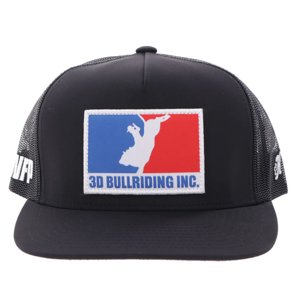 "3D Bull Riding" Black w/Red & Blue Patch - Image 4