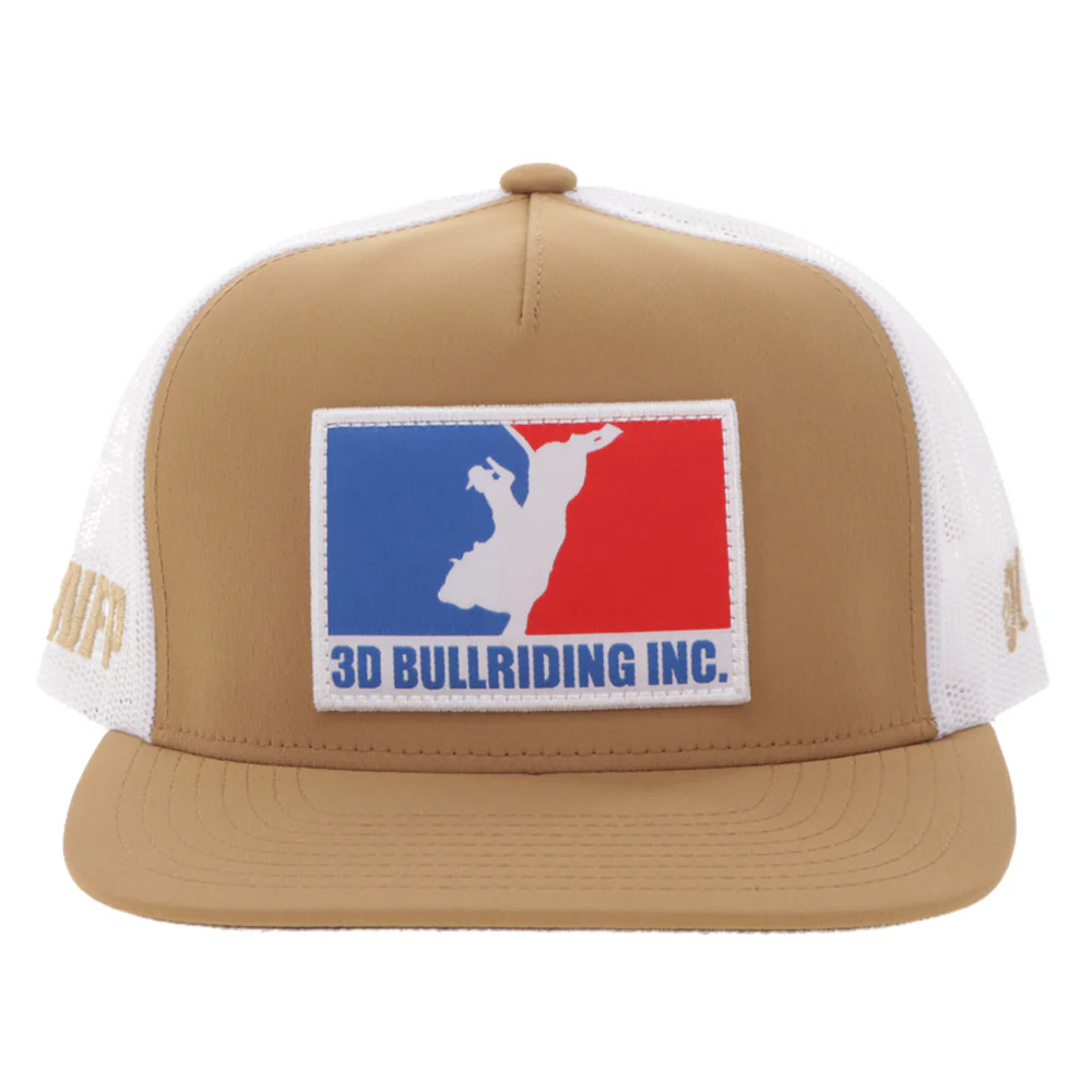 "3D Bull Riding" Tan/White Hat - Image 4