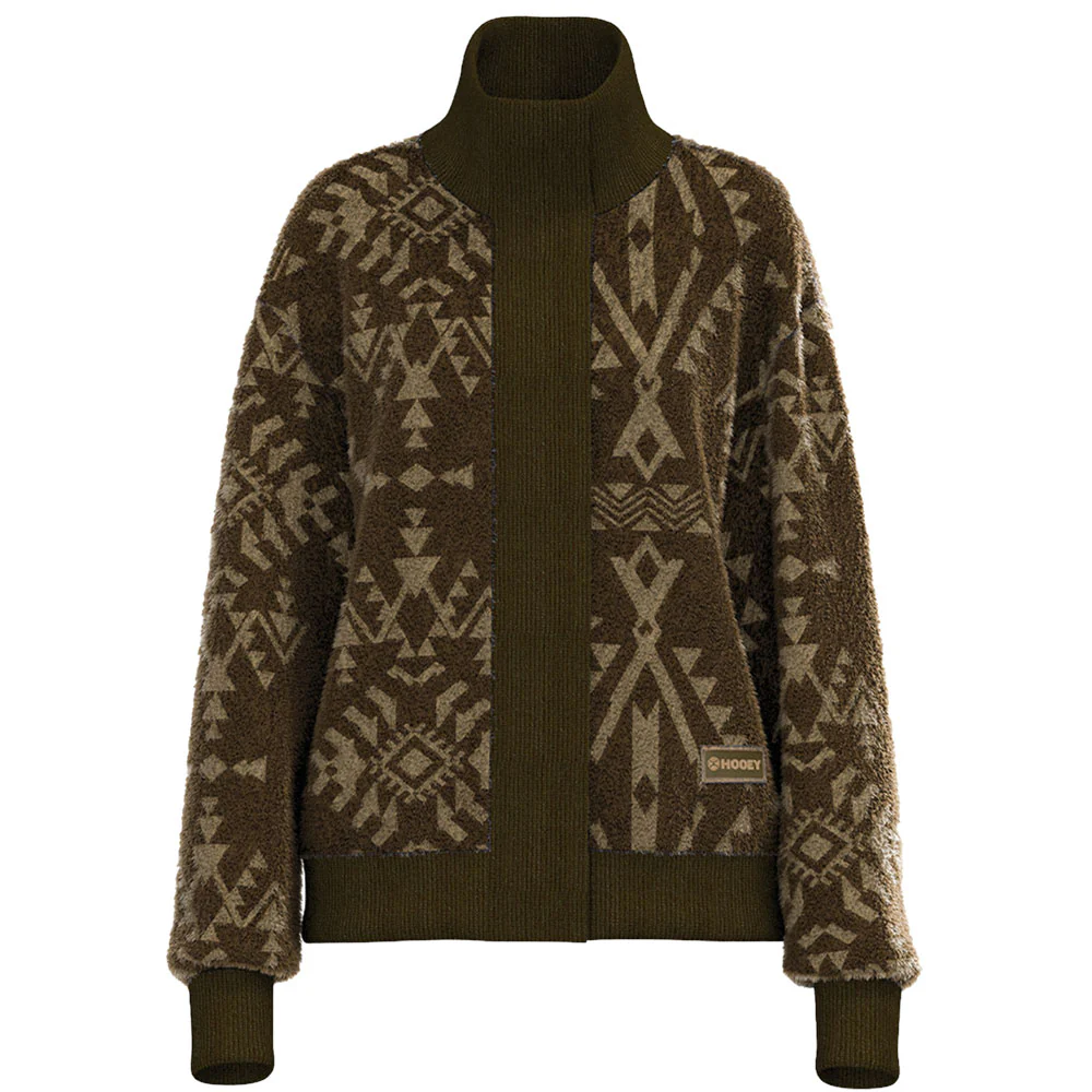 "Aspen" Brown Sherpa Jacket w/Tan Aztec