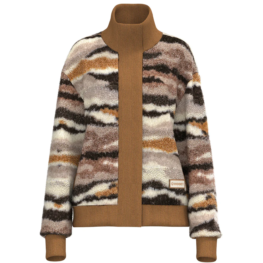 "Aspen" Tan Sherpa Jacket w/Pattern