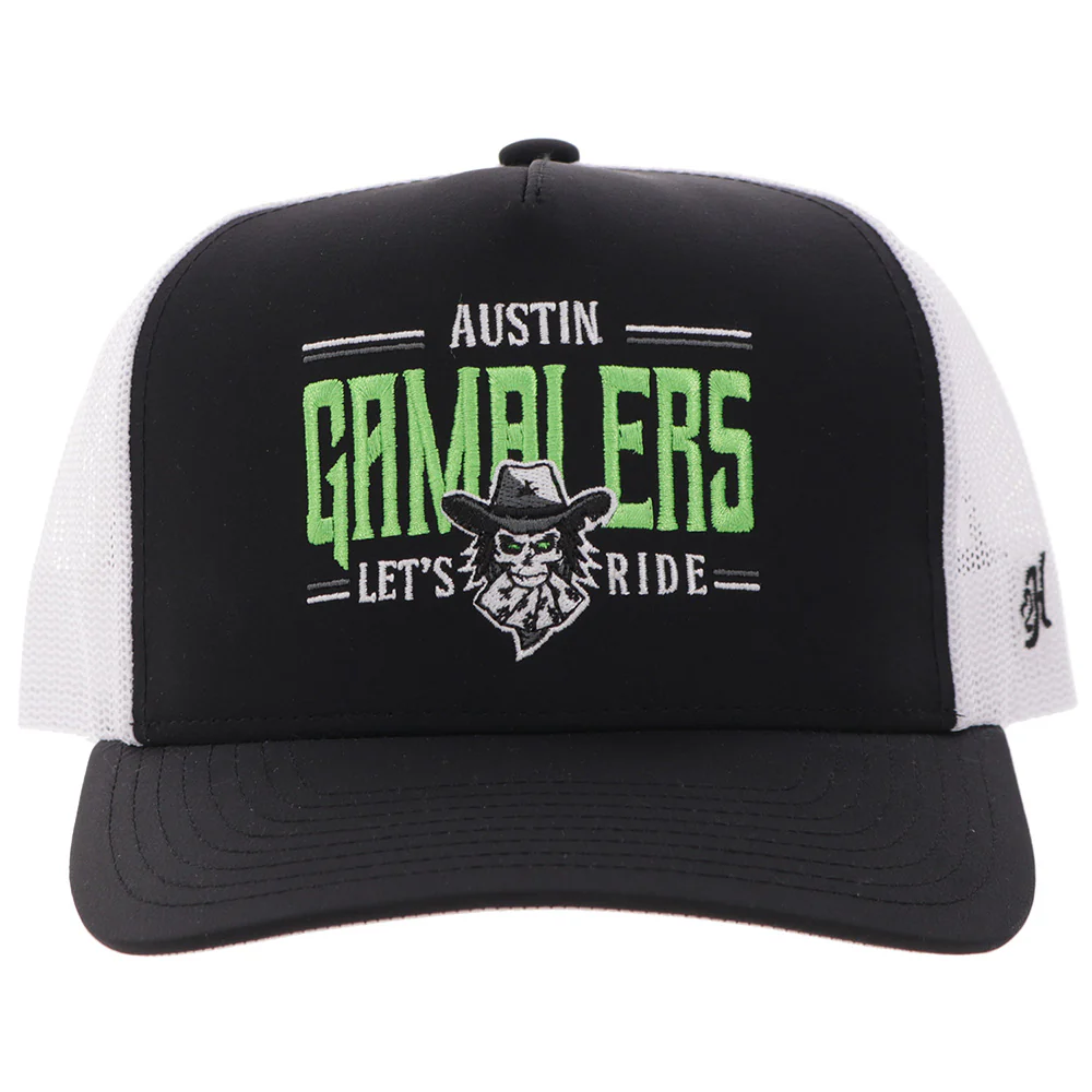 "Austin Gamblers" Hat Black/White w/Green & White Logo - Image 4