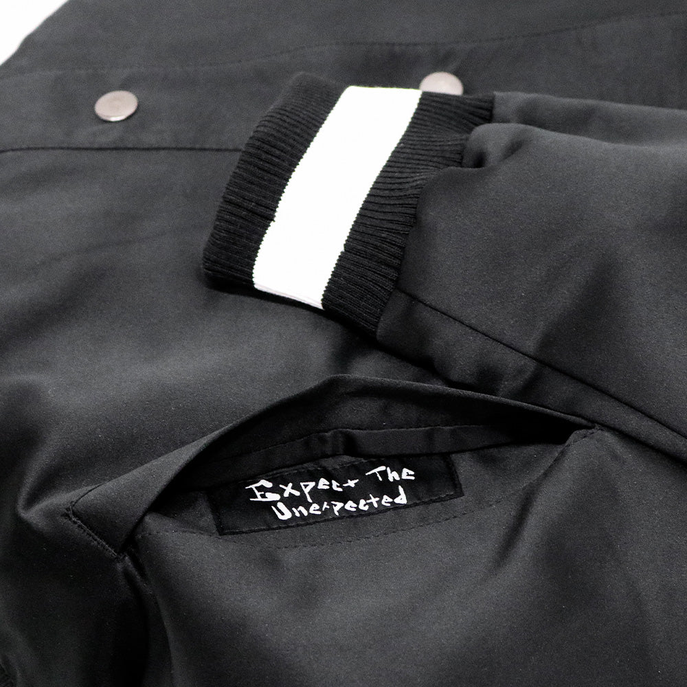 "Bad Company" Black Bomber Jacket w/White Logo (Unisex) - Image 3
