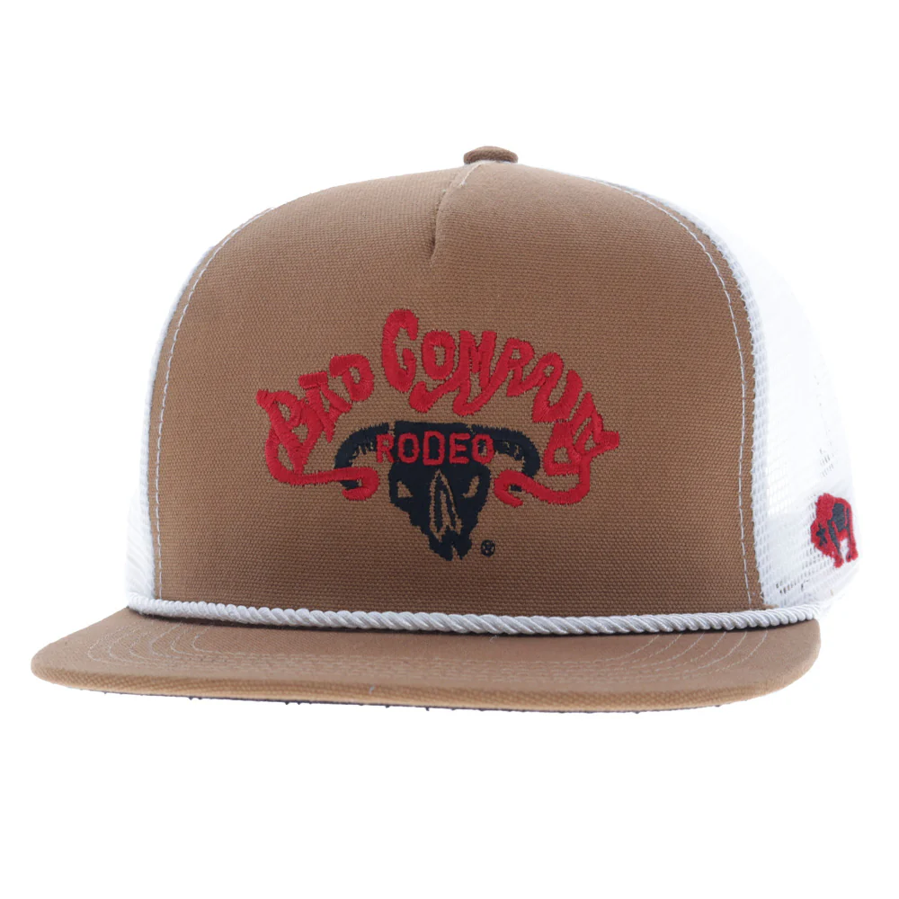 Bad Company Hat Tan & White w/Black & Red Logo