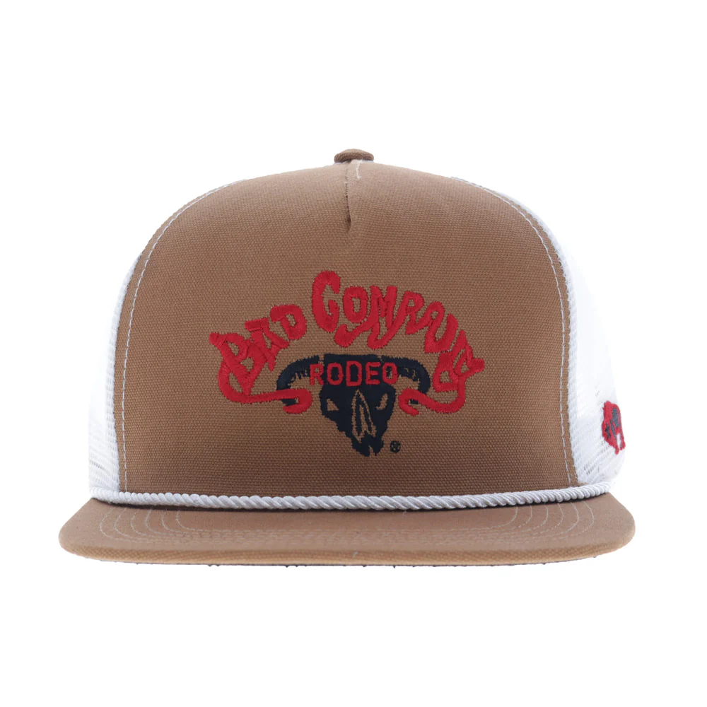 Bad Company Hat Tan & White w/Black & Red Logo - Image 4