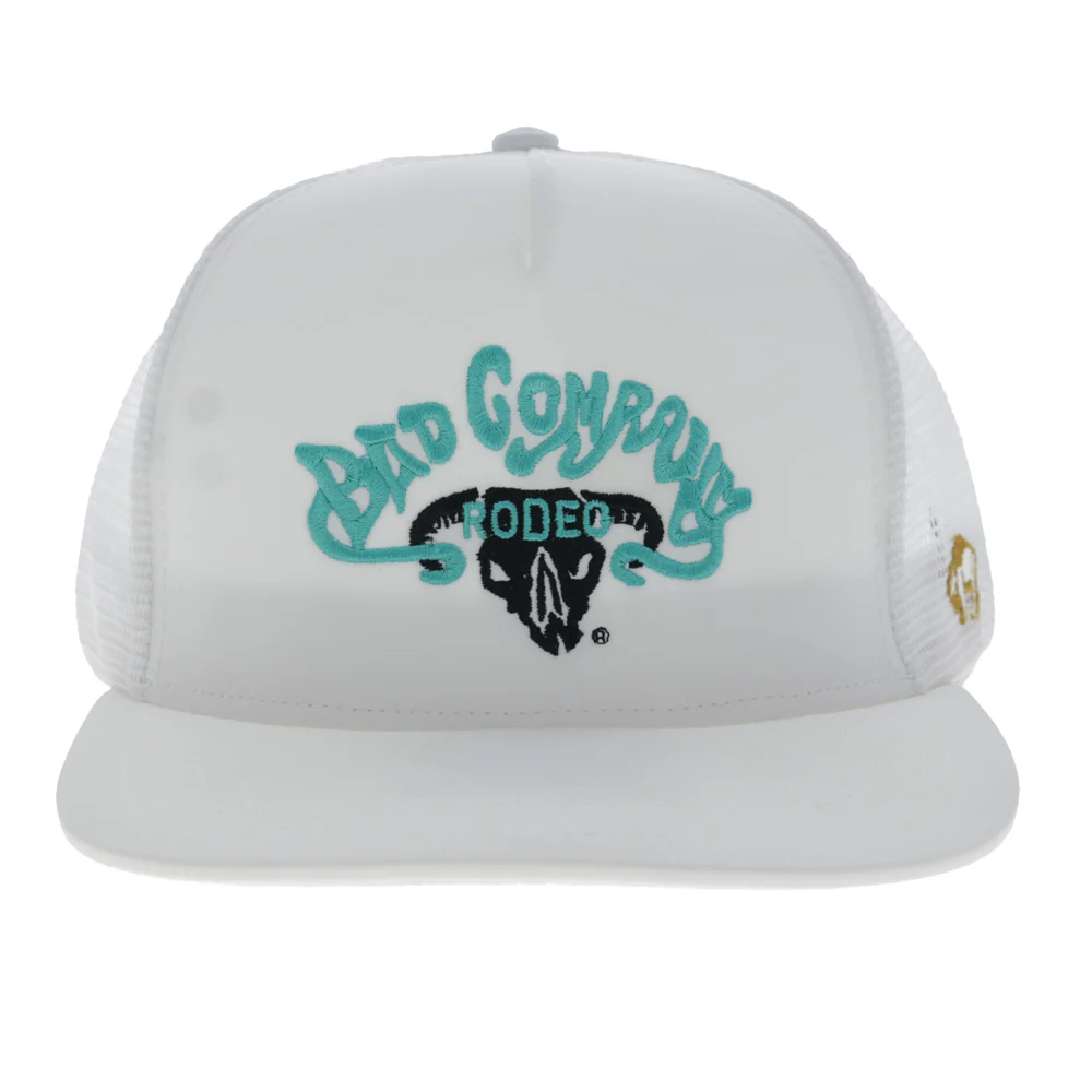 Bad Company Hat White w/Blue & Black Logo - Image 4