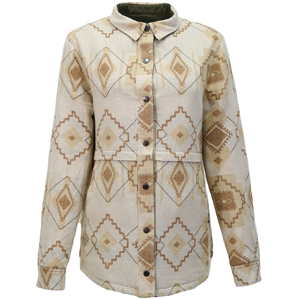 "Bandera" Reversible Barn Jacket Olive w/Cream & Tan Aztec - Image 2