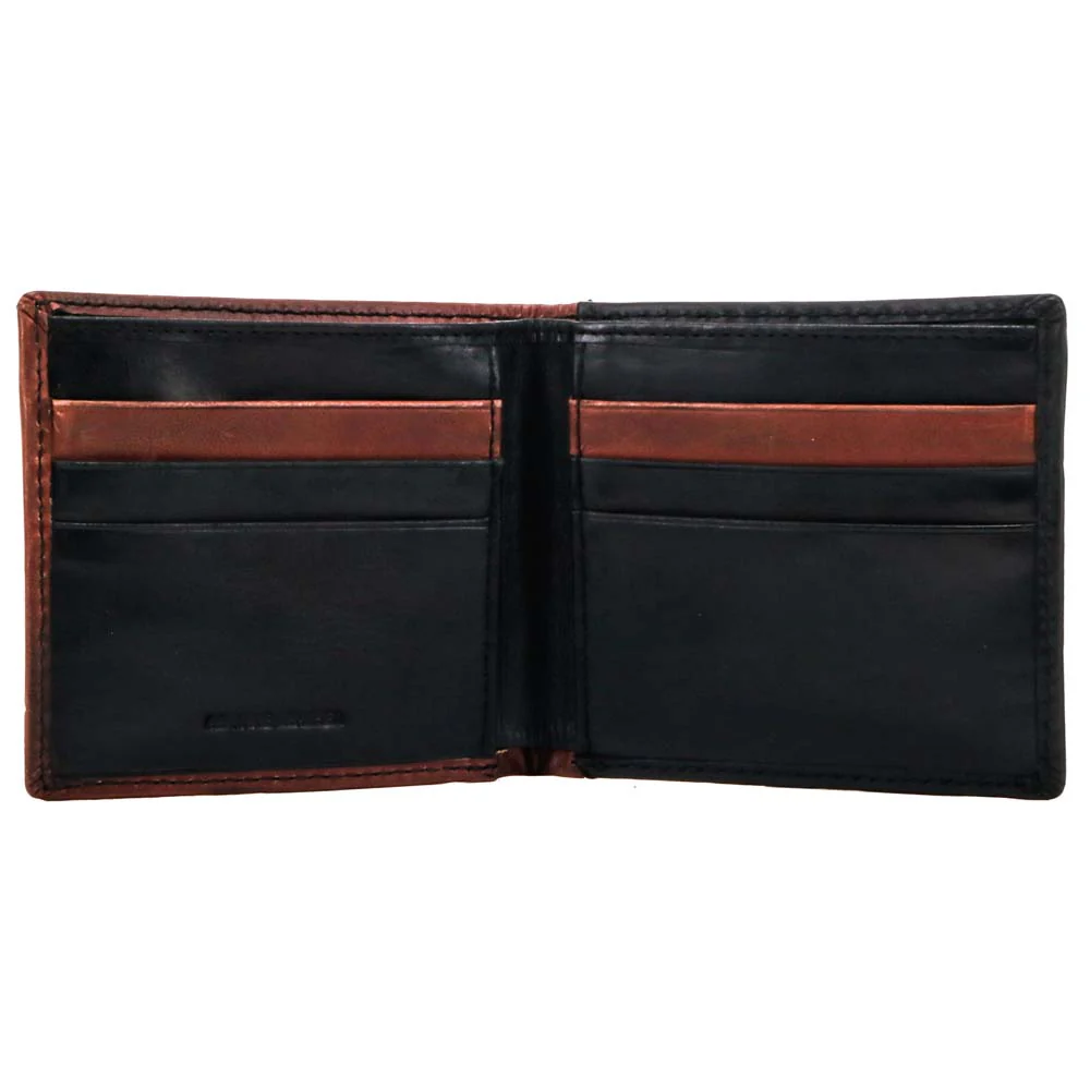 "Neon Moon" Bifold Roughy Wallet Black/Brown w/Turquoise Aztec - Image 3