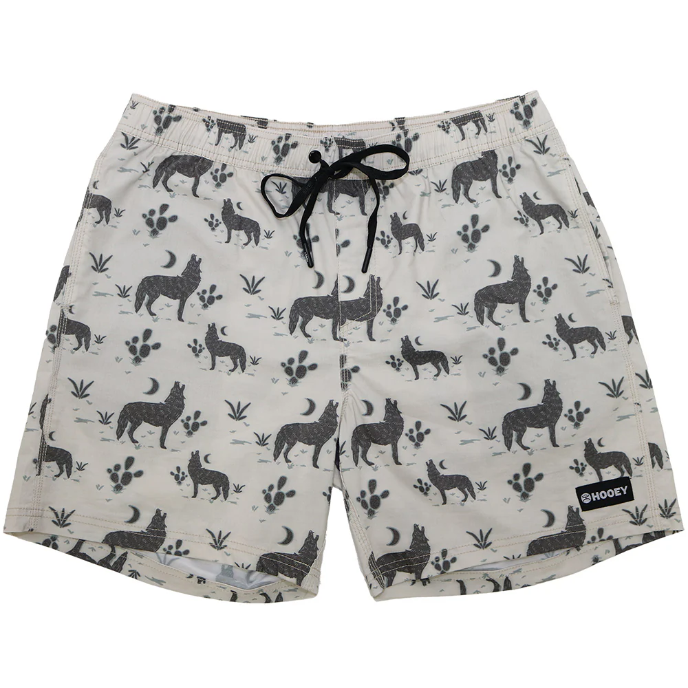 "Bigwake" Cream Habitat Howl Print Boardshort