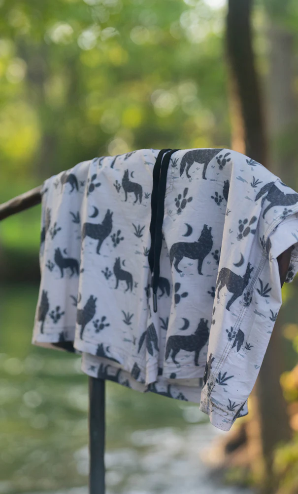 "Bigwake" Cream Habitat Howl Print Boardshort - Image 3