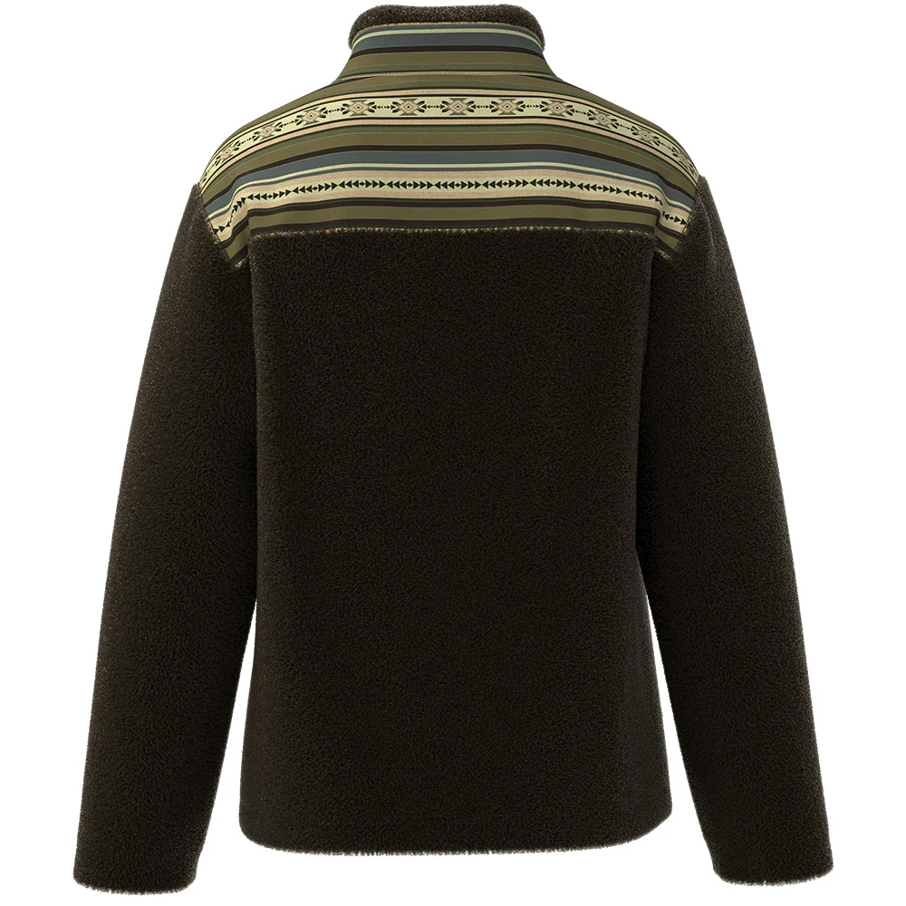 "Brecken" Sherpa Pullover Brown w/Stripes - Image 2