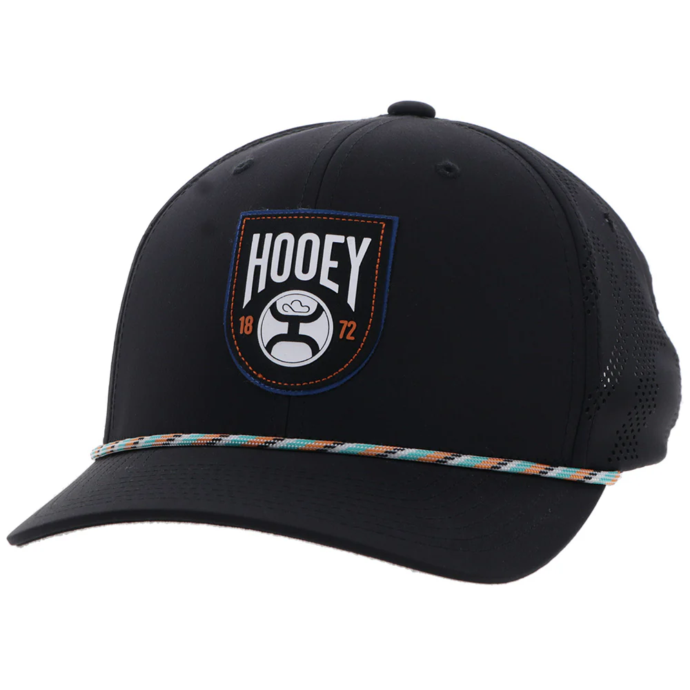 "Bronx" Hooey Hat Black w/Black/White/Teal Patch