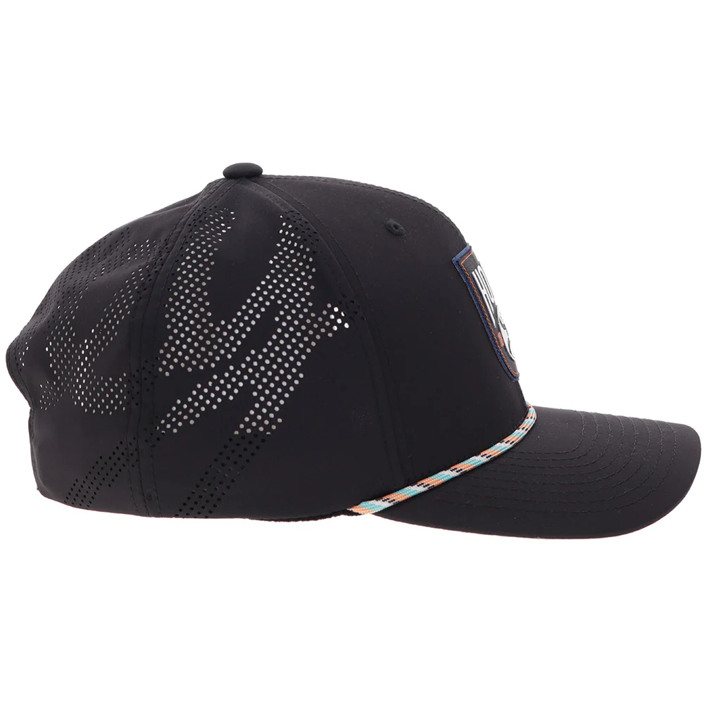 "Bronx" Hooey Hat Black w/Black/White/Teal Patch - Image 3