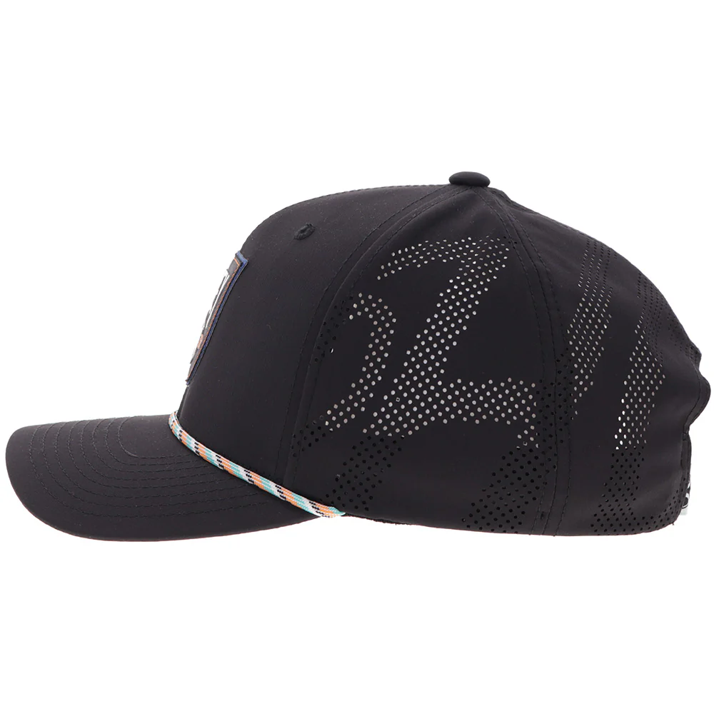"Bronx" Hooey Hat Black w/Black/White/Teal Patch - Image 5