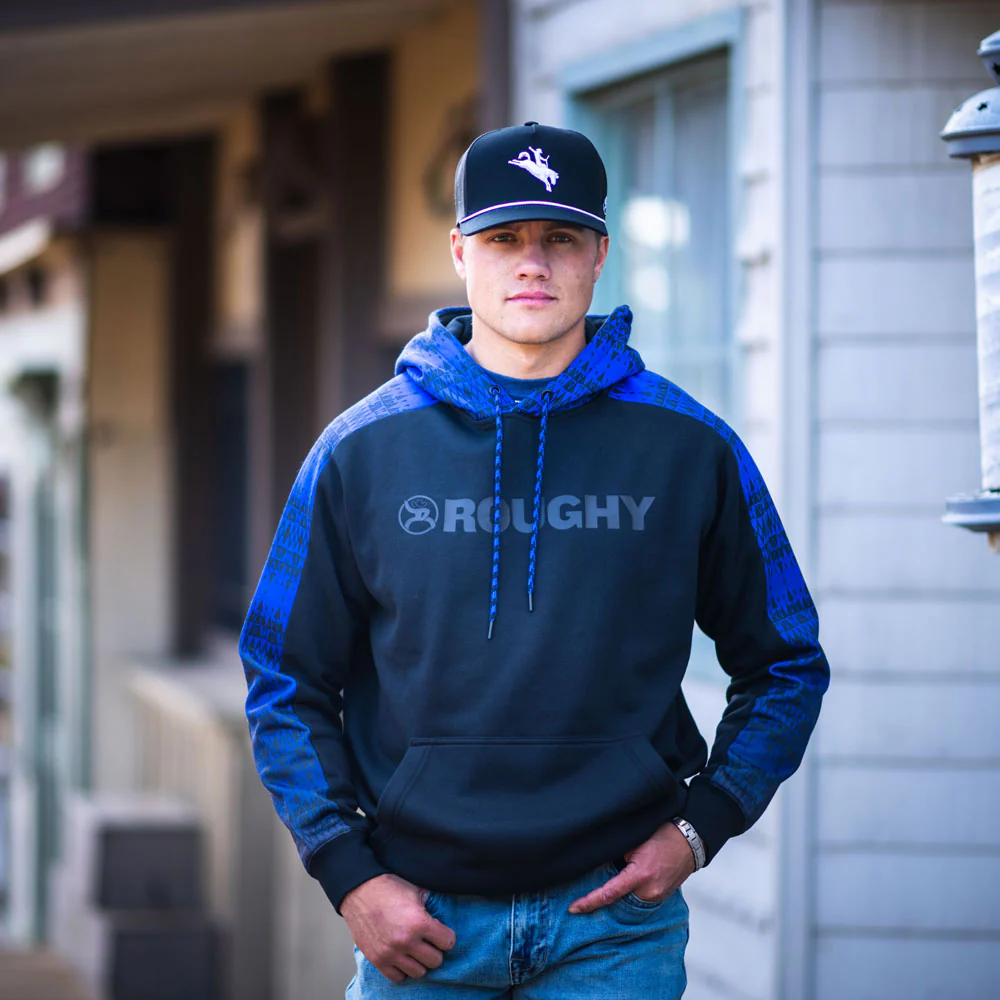 "Canyon" Black w/Blue Pattern Roughy Hoody - Image 3