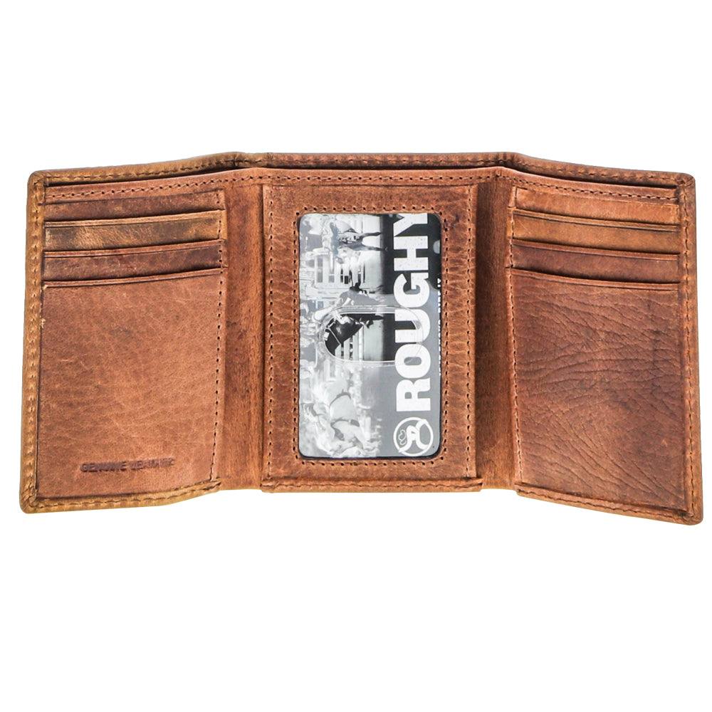 "Canyon" Trifold Roughy Wallet Distressed Tan/Brown Leather - Image 2