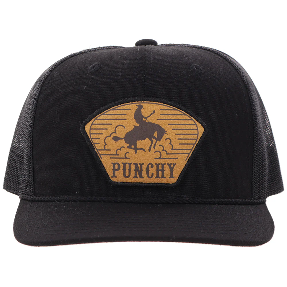 "Cavvy" Punchy Hat Black w/Leather Patch - Image 4