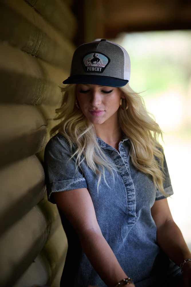 "Cavvy" Punchy Hat Grey/White - Image 6
