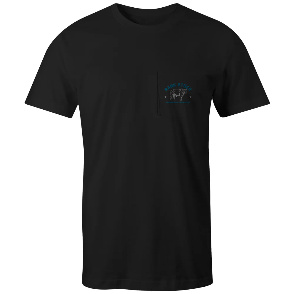 "Charbray" Black w/Grey/Blue Rank Stock Logo T-shirt - Image 2