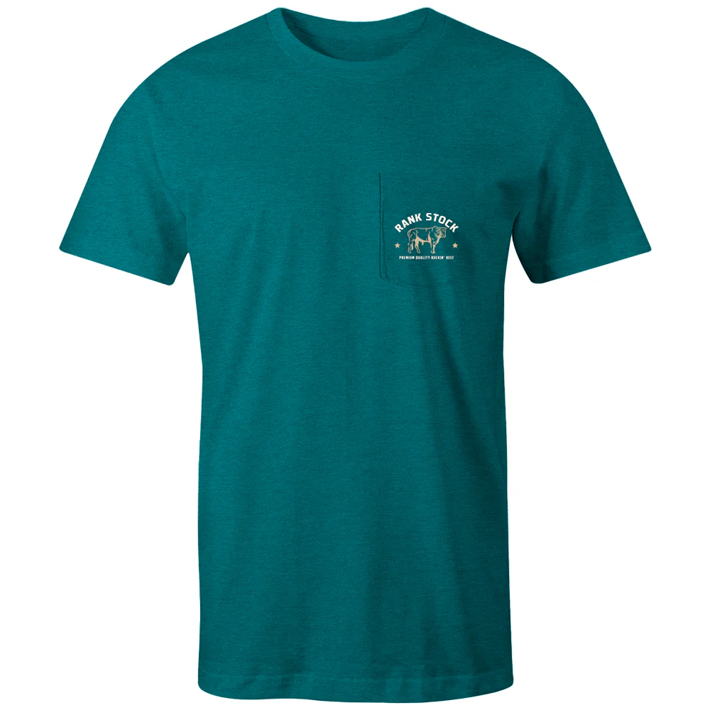 "Charbray" Teal Heathered Rank Stock Logo T-shirt - Image 2
