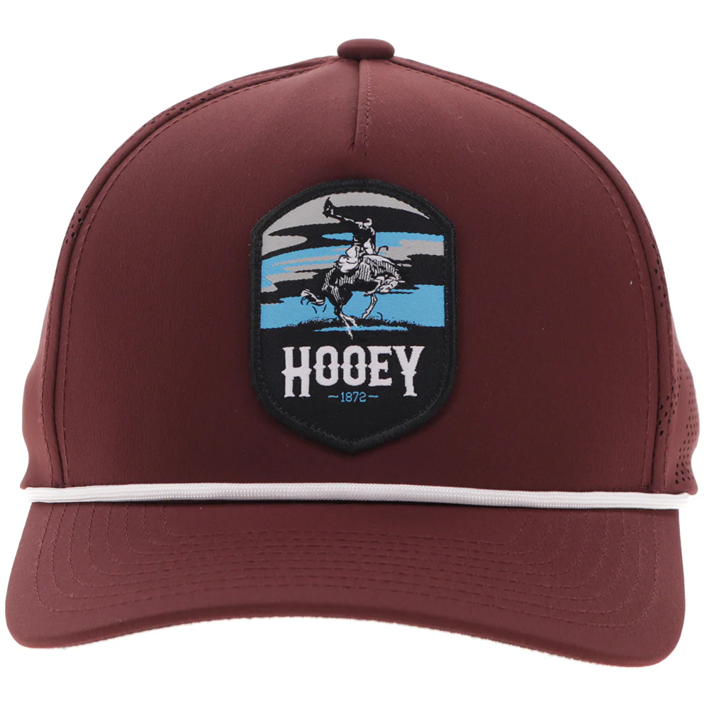 "Cheyenne" Hooey Hat Maroon w/Blue/Grey/Black Patch - Image 4