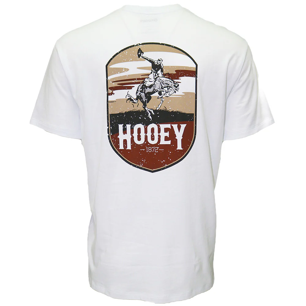"Cheyenne" White w/Tan/Cream/Brown Logo Pocket T-shirt
