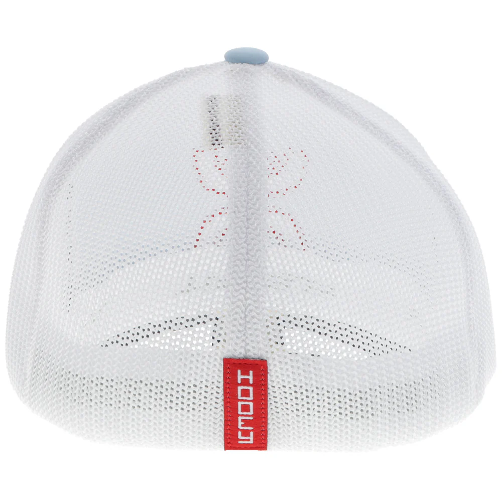 "Coach" FlexFit Hat Light Blue/White w/Red & White Logo - Image 2