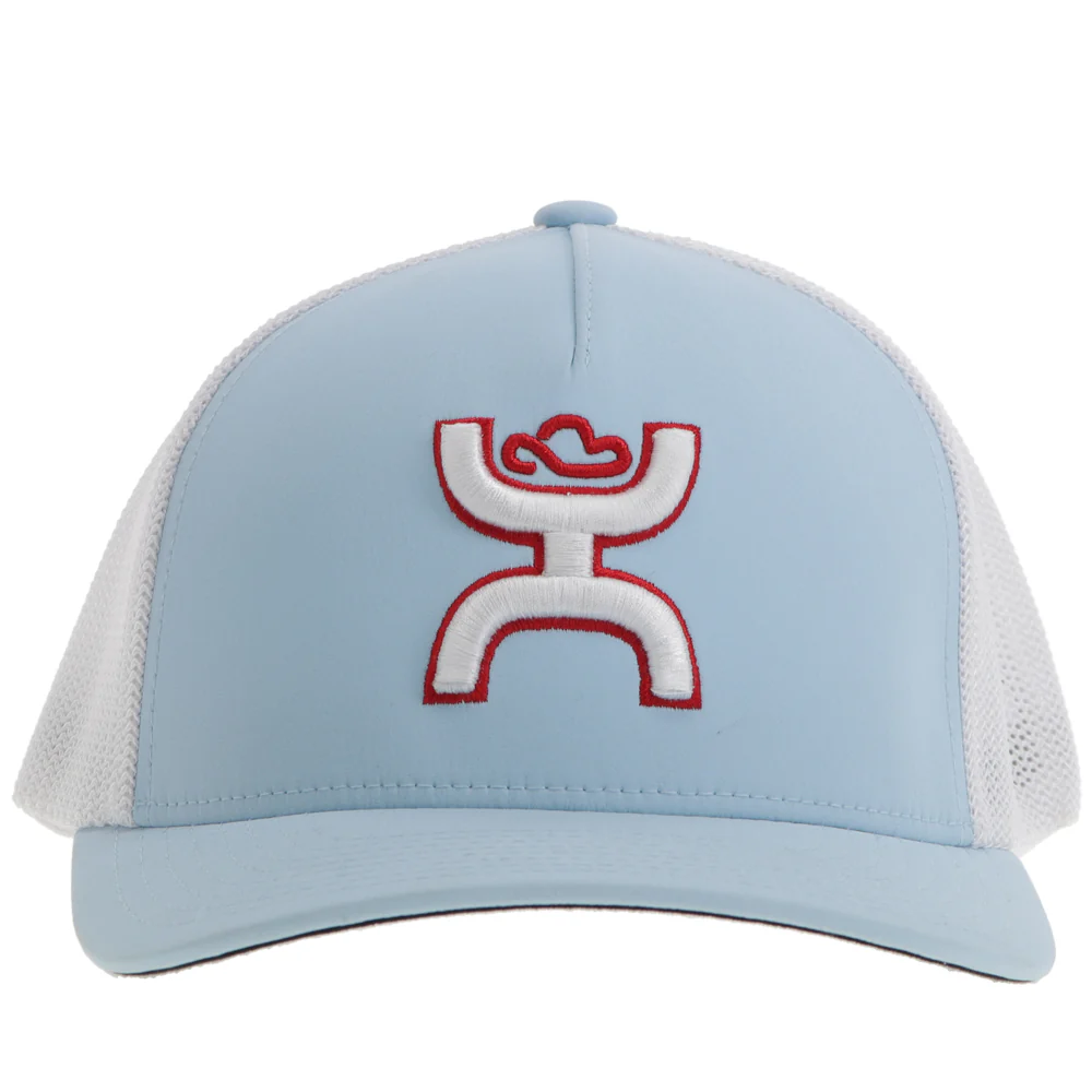"Coach" FlexFit Hat Light Blue/White w/Red & White Logo - Image 4