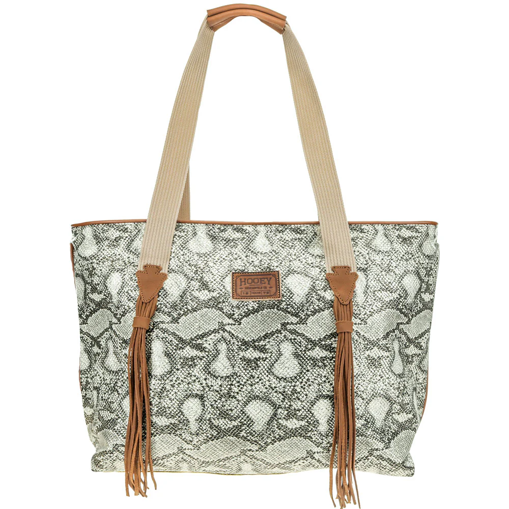 "Cobra" Cream/Black Snake Print Large Tote Purse