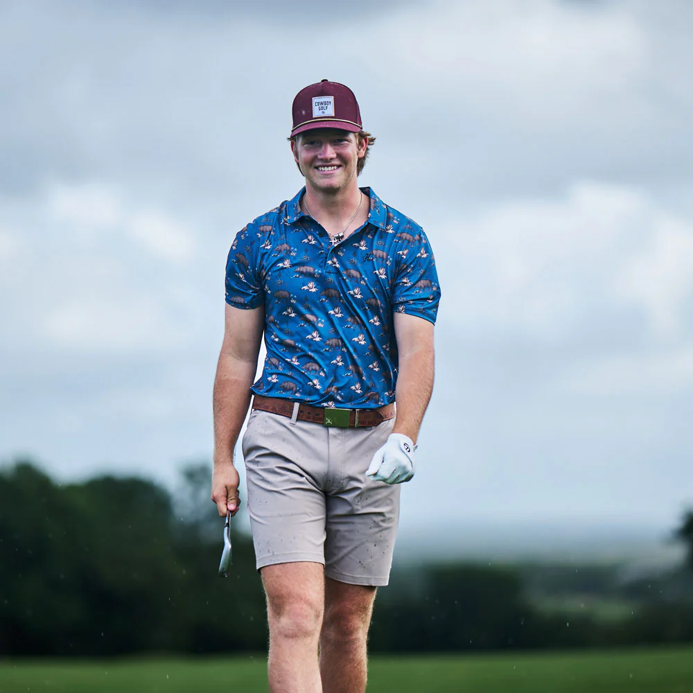 "Backswing" Hat Maroon w/White & Yellow Square Patch - Image 6