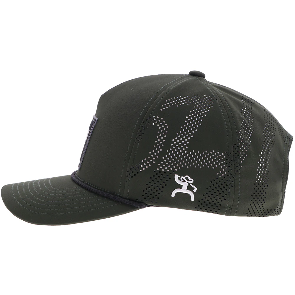 "Backswing" Hat Olive Green w/ Black & White Square Patch - Image 3