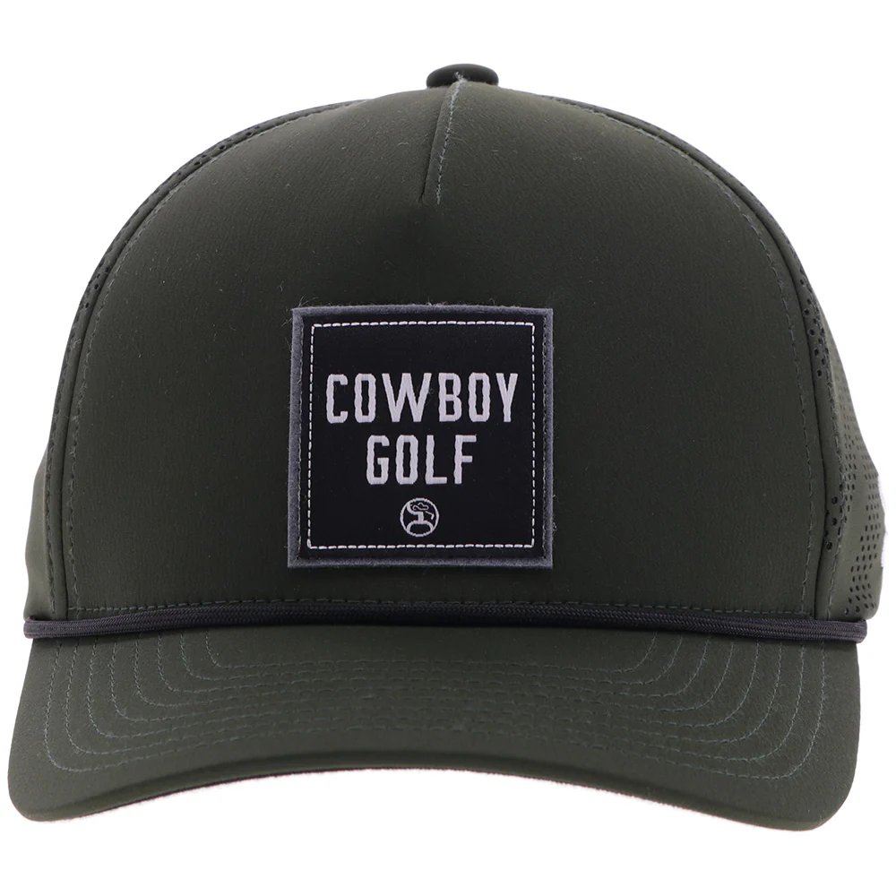 "Backswing" Hat Olive Green w/ Black & White Square Patch - Image 4