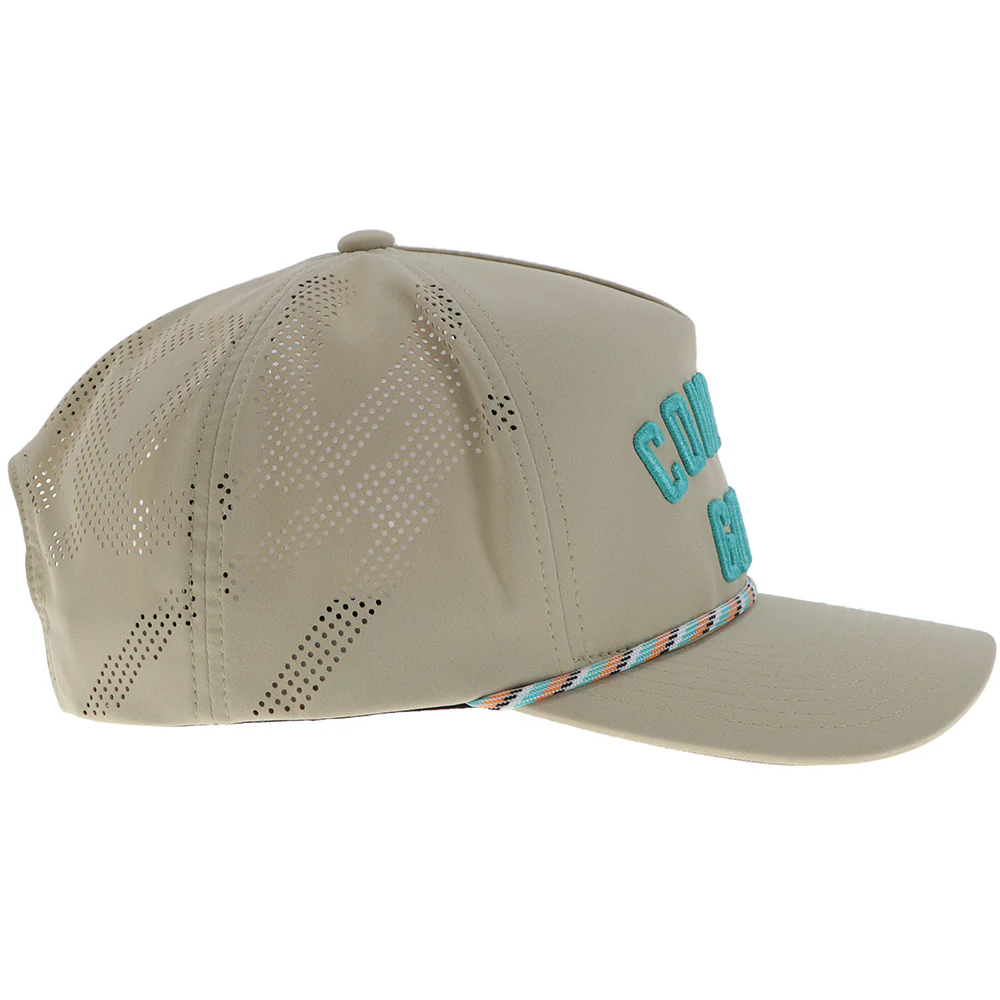 "Cowboy Golf" Hat Tan w/Teal Stitching - Image 3