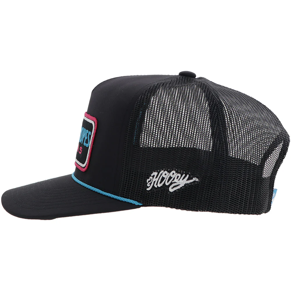 "CR103" Cactus Ropes Hat Black w/Pink/Blue Patch - Image 3