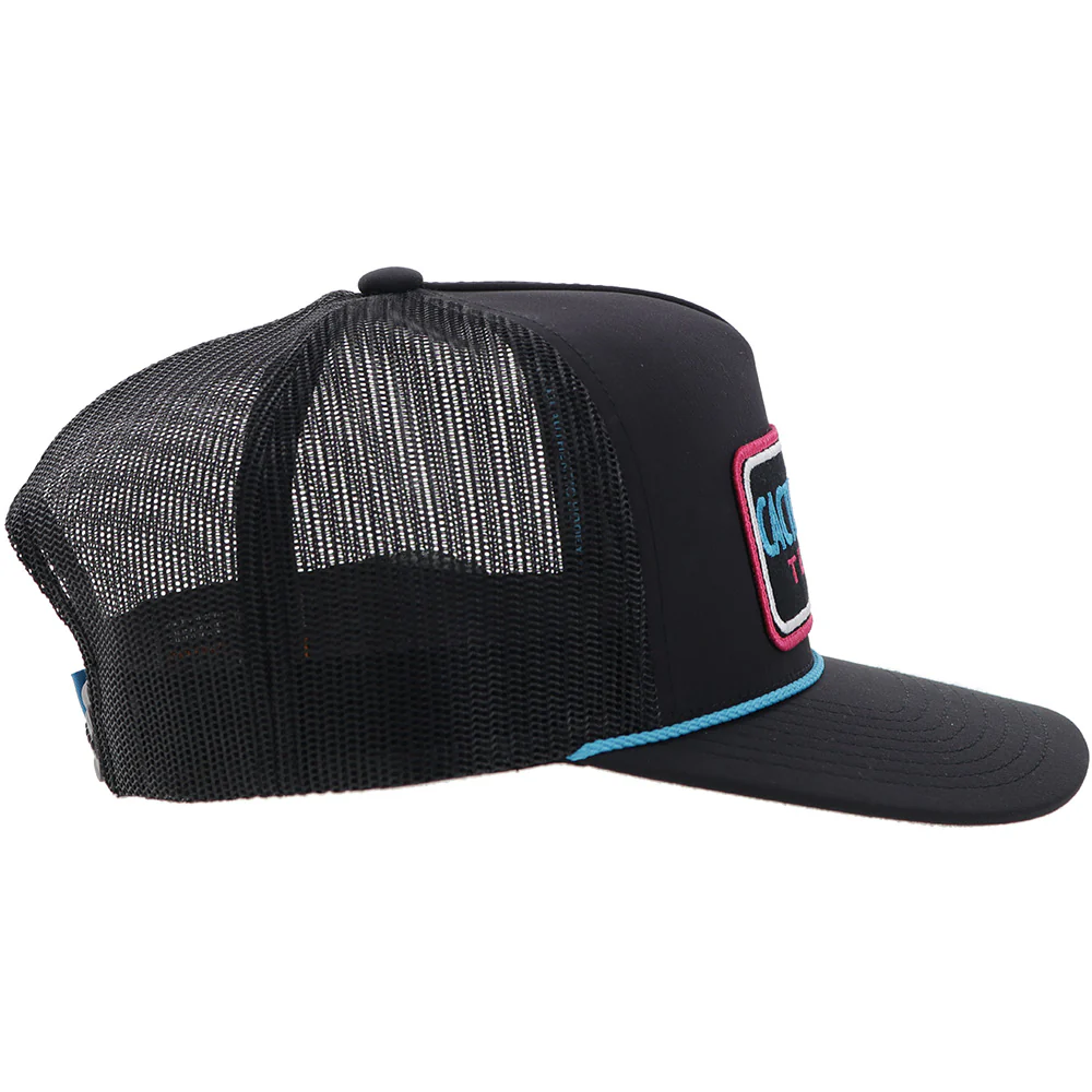 "CR103" Cactus Ropes Hat Black w/Pink/Blue Patch - Image 5