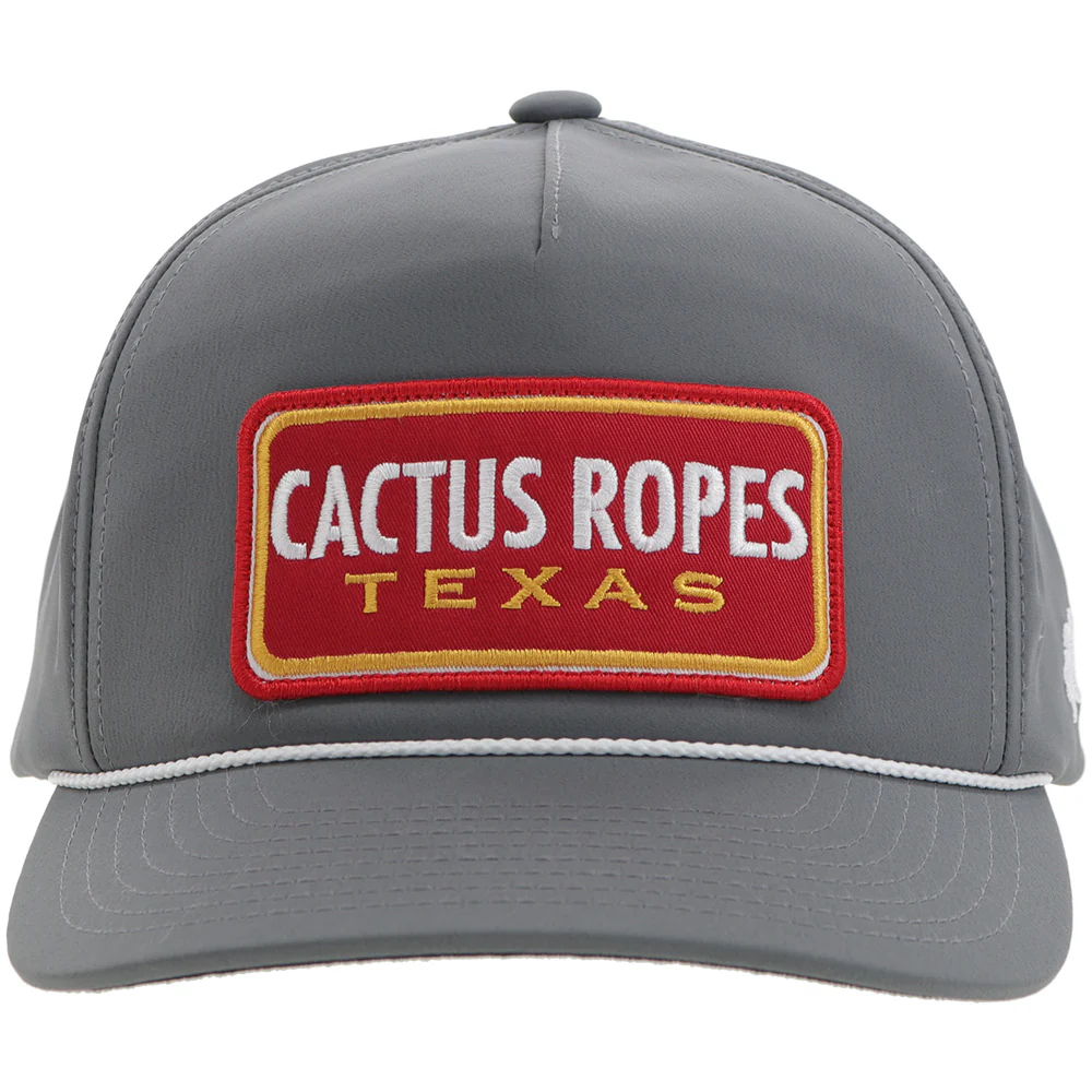 "CR105" Cactus Ropes Hat Grey w/ Red/White Patch - Image 4