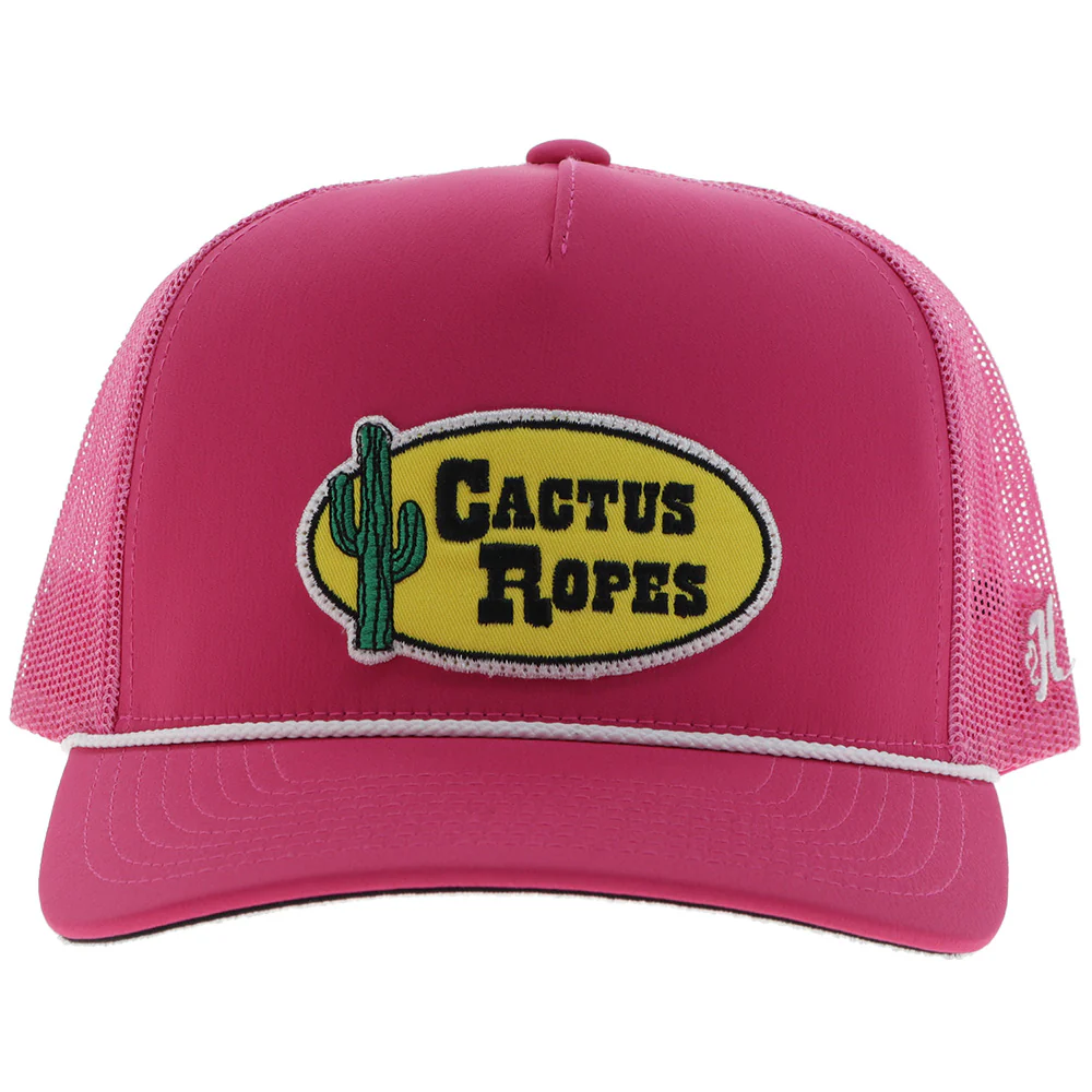"CR112" Cactus Ropes Hat Pink w/ Yellow/Black Oval Patch - Image 4
