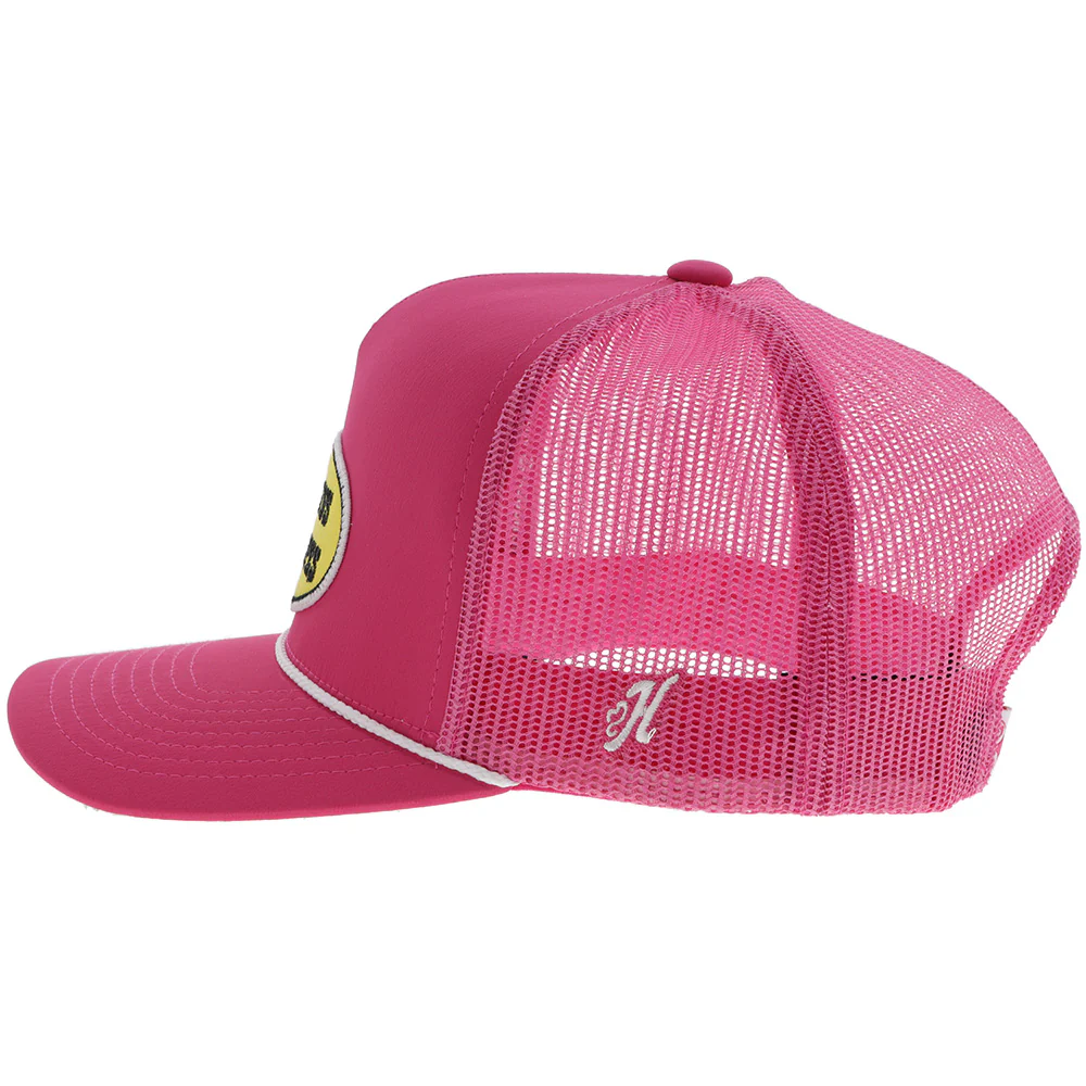 "CR112" Cactus Ropes Hat Pink w/ Yellow/Black Oval Patch - Image 5