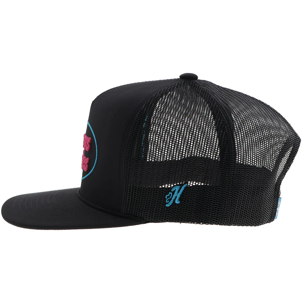 "CR113" Cactus Ropes Hat Black w/Pink & Blue Stitching - Image 5