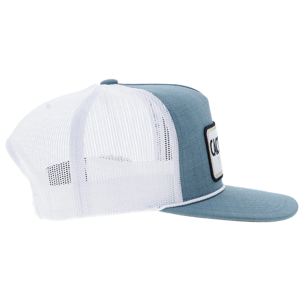 "CR117" Cactus Ropes Hat Teal/White w/ Rectangle Patch - Image 3
