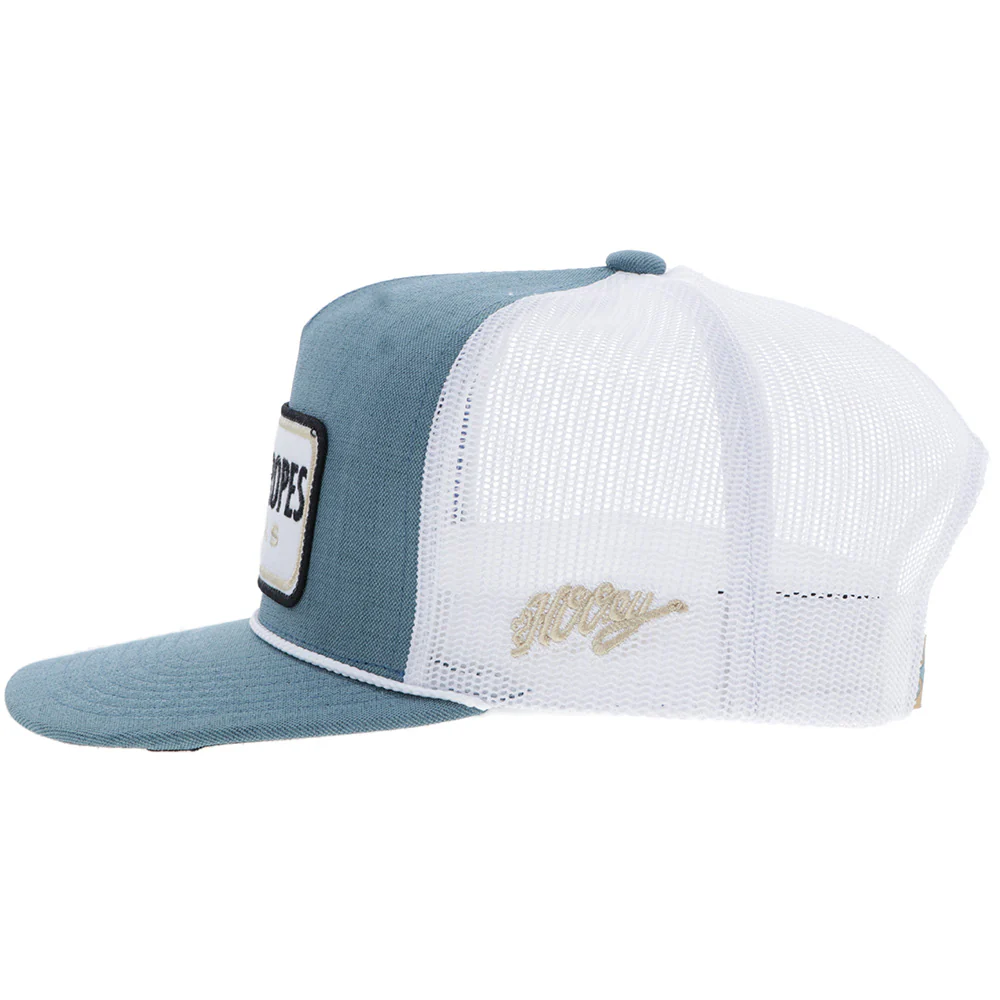 "CR117" Cactus Ropes Hat Teal/White w/ Rectangle Patch - Image 5