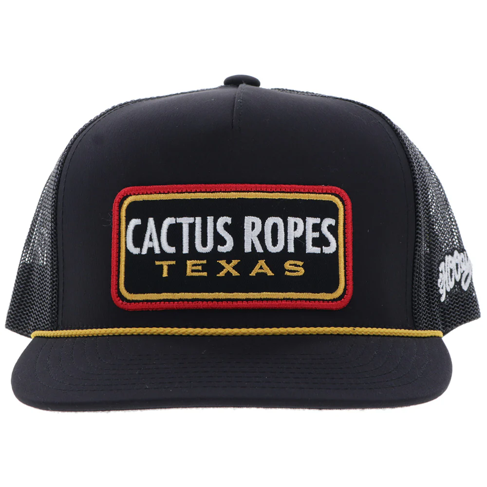 "CR118" Cactus Ropes Hat Black/Yellow w/ Rectangle Patch - Image 4
