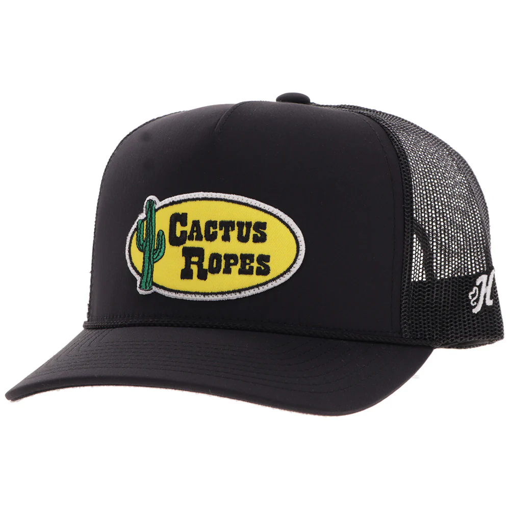"CR119" Cactus Ropes Hat Black w/ Yellow Patch