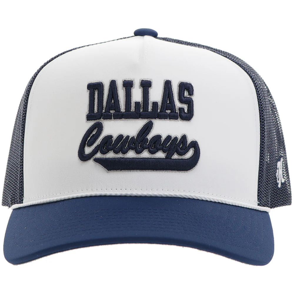 "Dallas Cowboys" Hat White/Navy w/Script Logo - Image 4