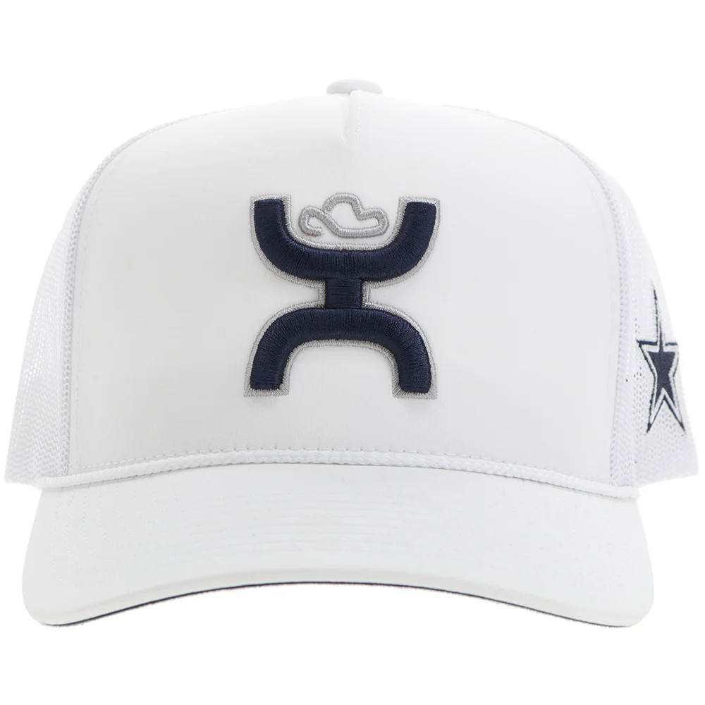 "Dallas Cowboys" Hat White w/Navy & Grey Hooey Logo - Image 5