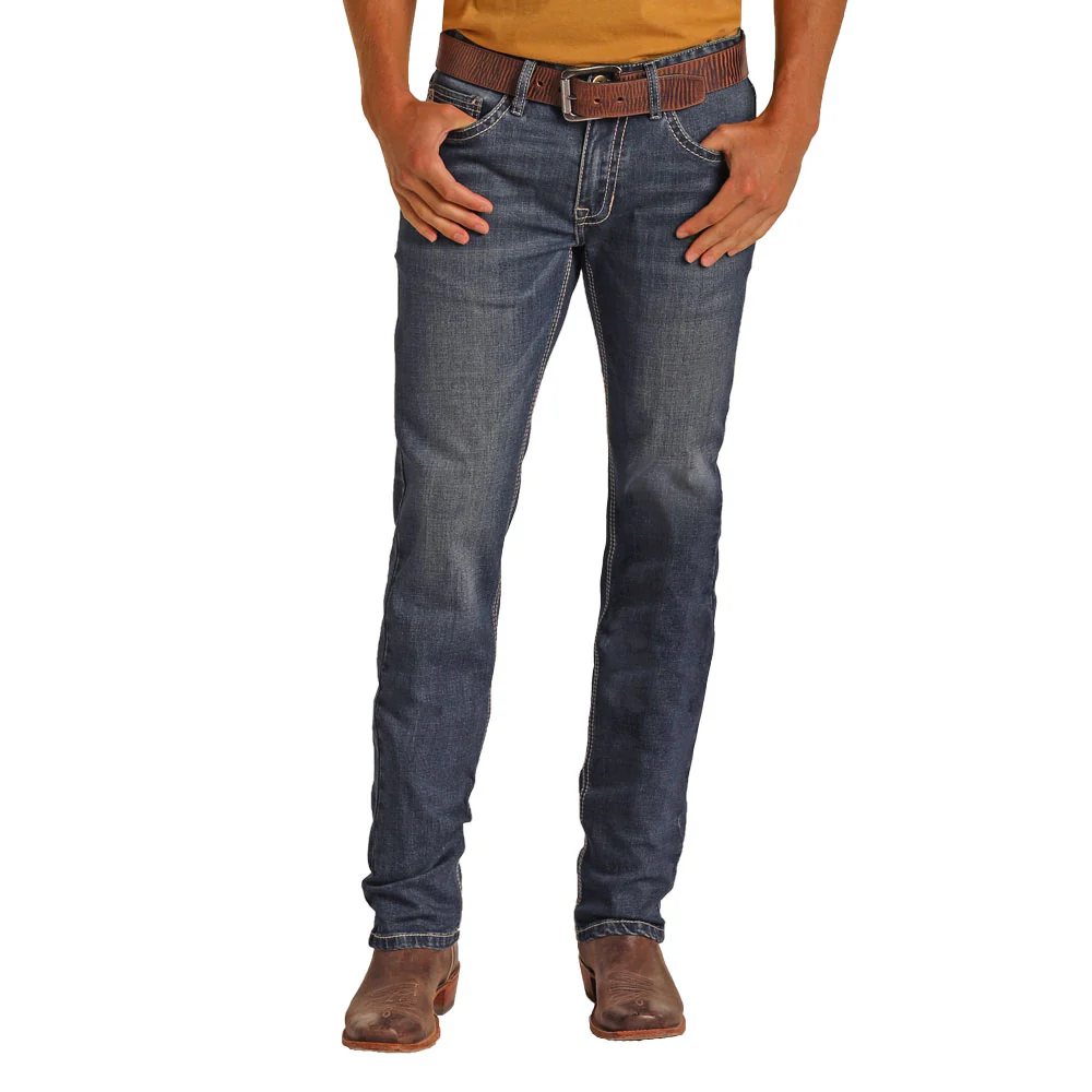Dark Vintage Revolver Straight Slim Fit Jeans - Image 2
