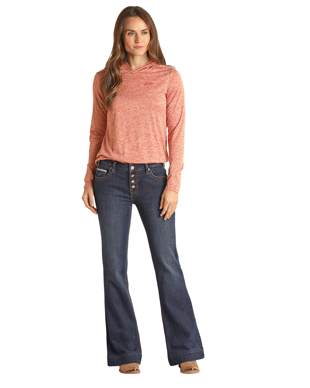 Dark Wash Mid Rise Button Fly Trouser Jeans - Image 3