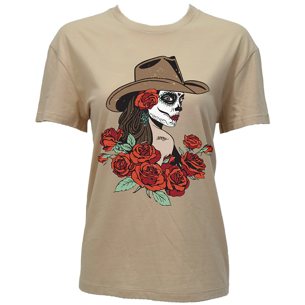 "De La Rosa" T-shirt Tan w/ Multi Color Art work