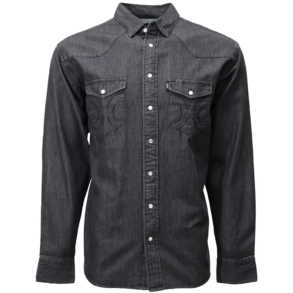 "Del Denim" Chambray Long Sleeve Shirt Washed Black