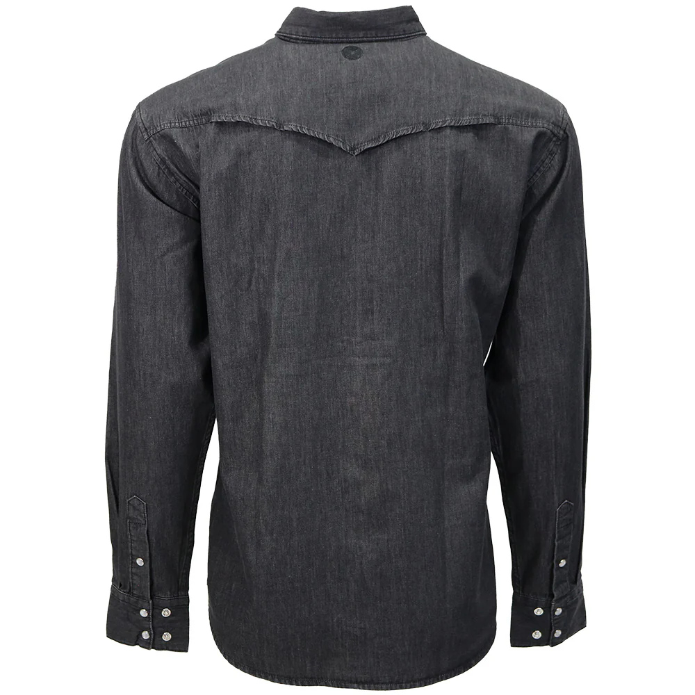 "Del Denim" Chambray Long Sleeve Shirt Washed Black - Image 2